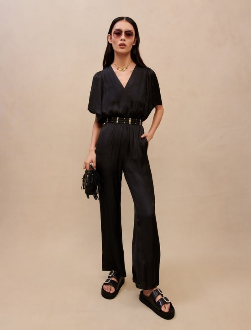 Maje Fluid Satin Jumpsuit Dames Zwart | MYCBTRE-10